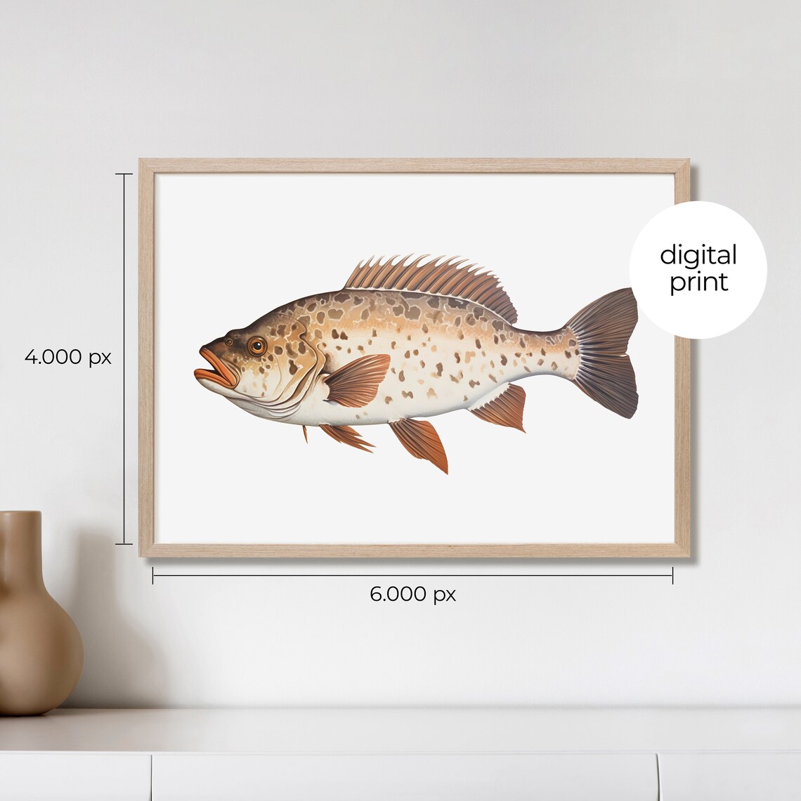 Halibut Vintage Fish Illustration Art Print - Image 2