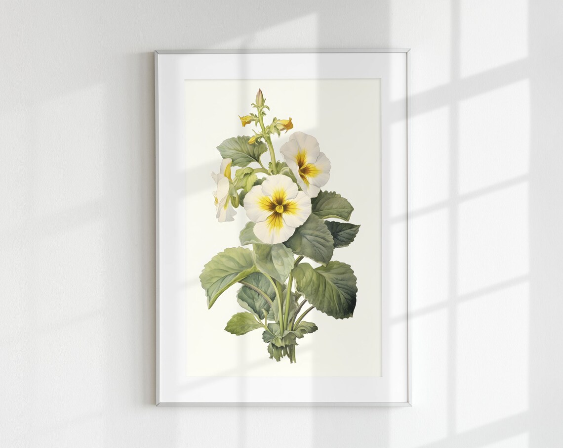 Vintage Primrose Botanical Flower Art Print