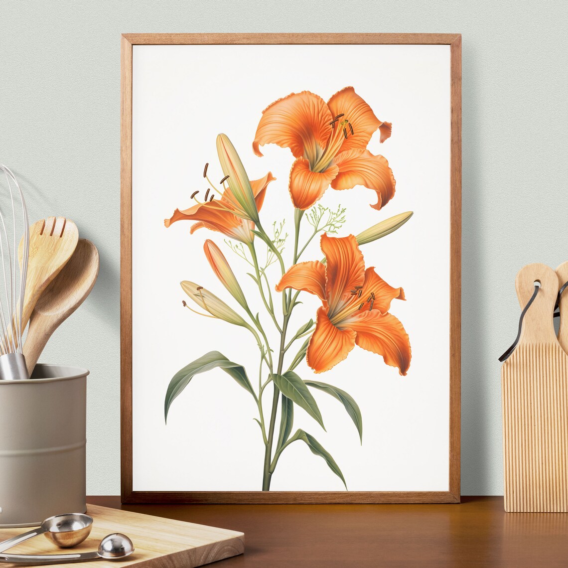 Orange Daylily Floral Botanical Wall Art Print - Image 2