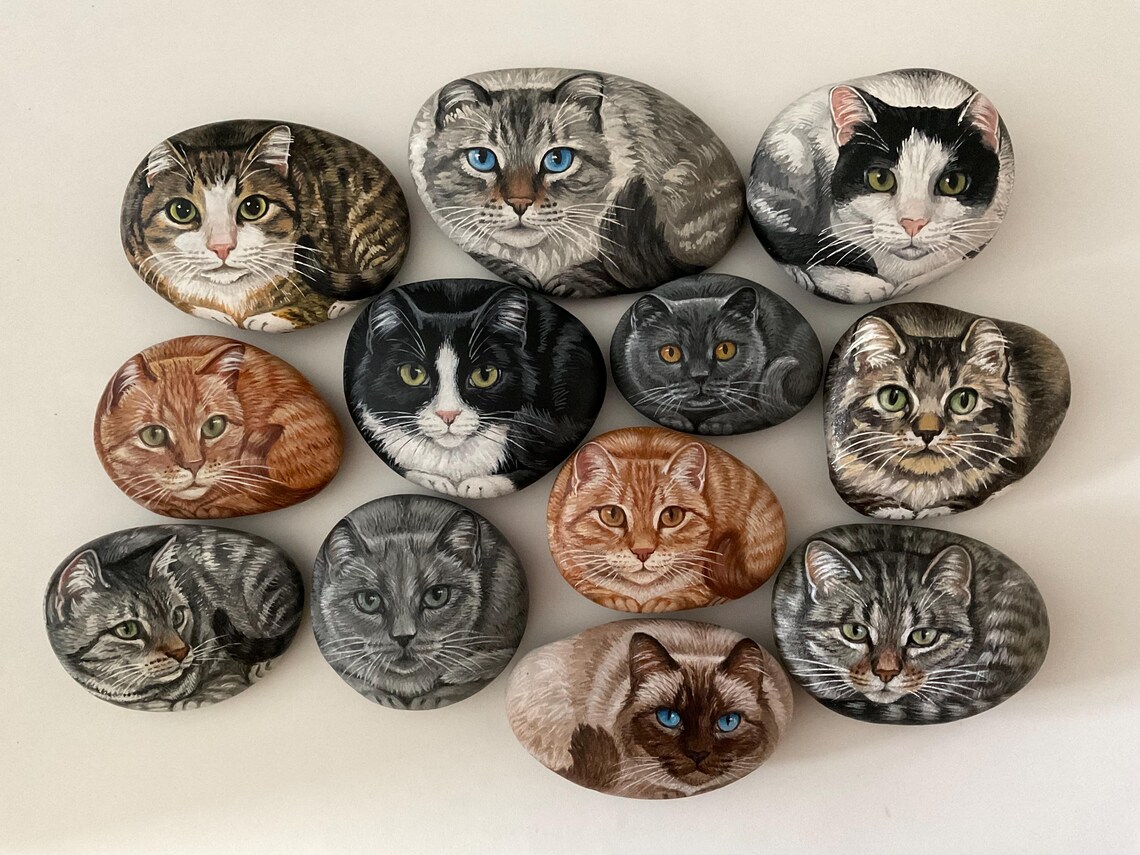 Cat Rocks Cat Painted On Rock, Art Print - Image 4
