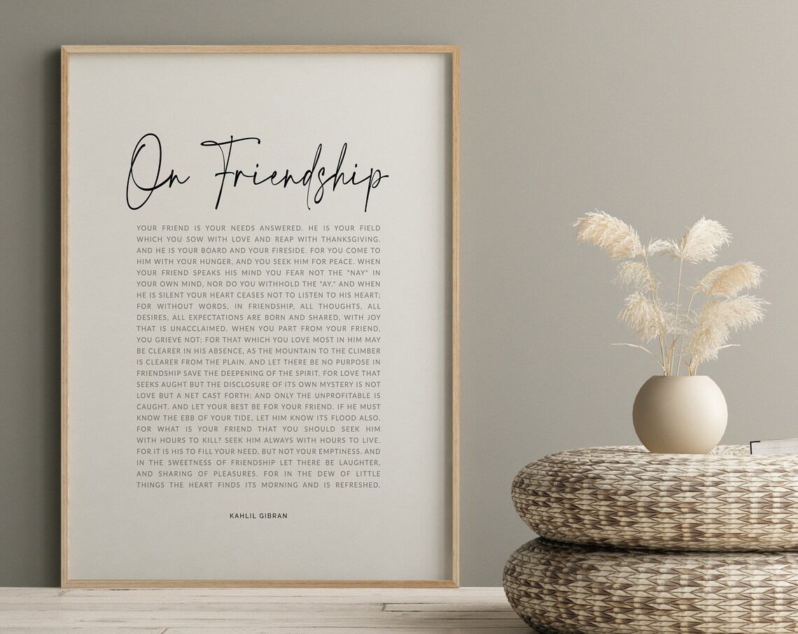 On Friendship Kahlil Gibran Quote Art Print