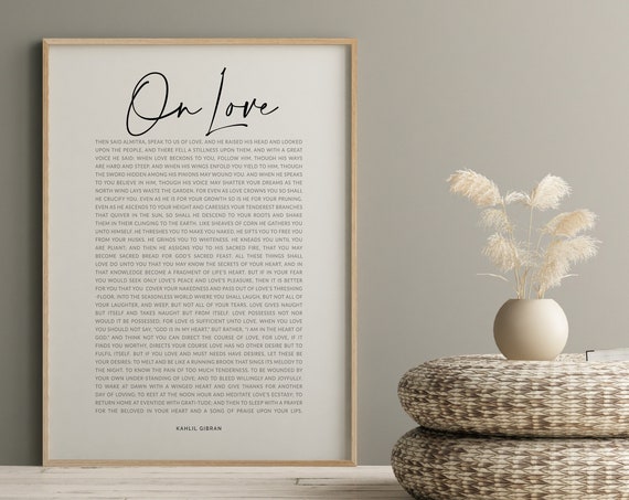 On Love Kahlil Gibran Poem The Prophet Wedding Gift Anniversary Gift Engagement Gift Wall Art
