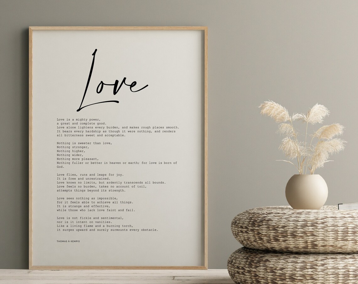 Love Poem Quote Art Print, Wedding Gift for Lovers