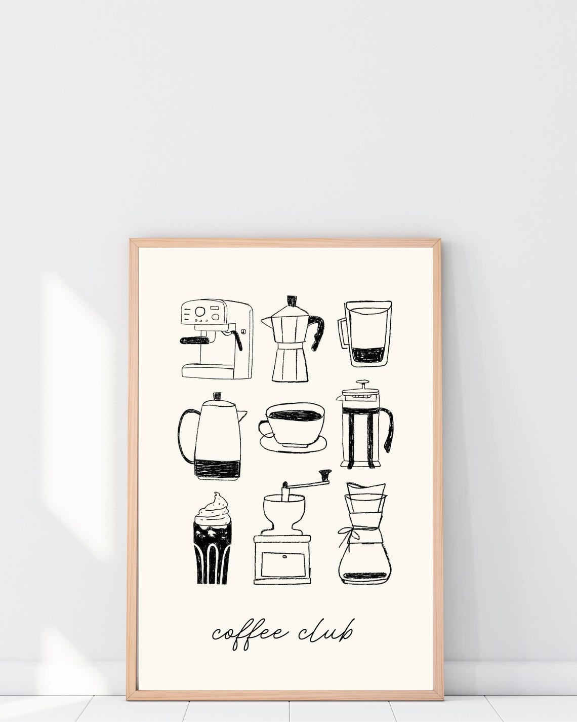 Coffee Club Poster Funny Maker Wall Art Kitchen Decor