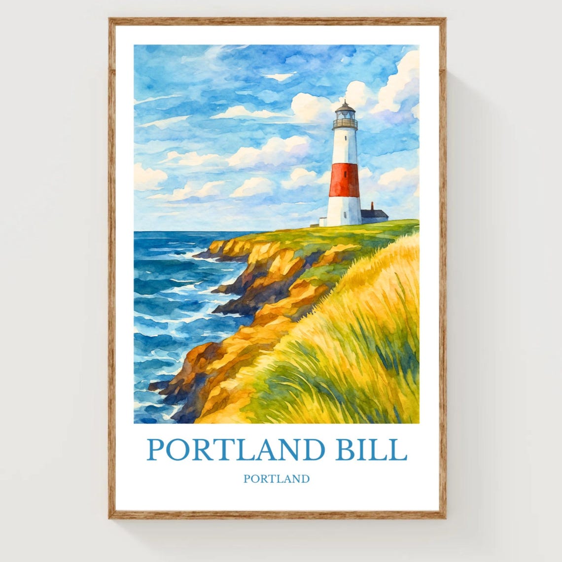 Portland Bill Lighthouse Portland Rugged Coast Watercolor Poster