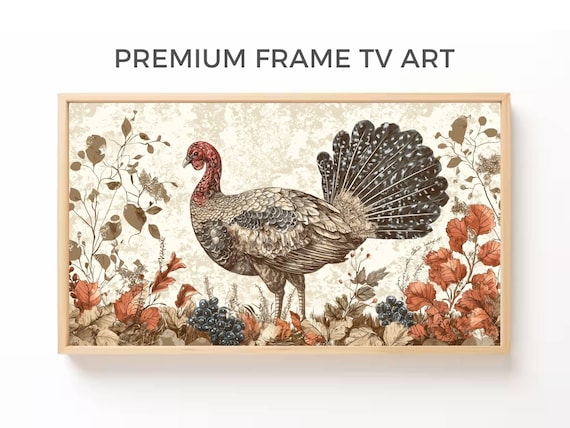 Thanksgiving Turkey Art Print, Fall Harvest Scene
