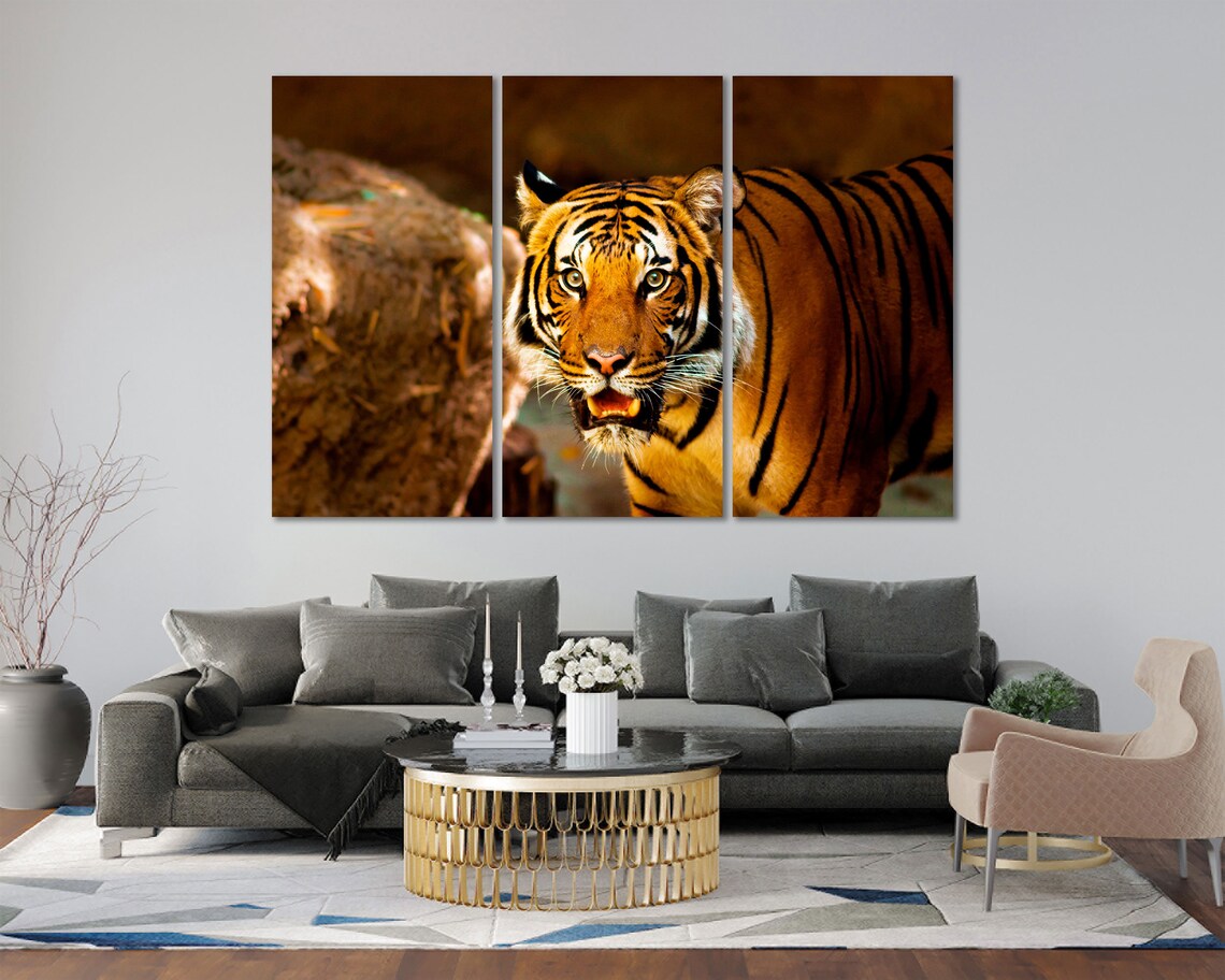 Majestic Tiger Close Up Portrait Golden Wildlife Photography Art Poster - Image 2