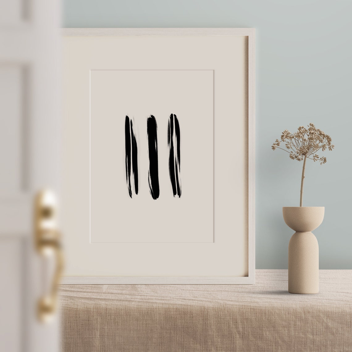 Bold Black Brushstroke Lines Minimalist Abstract Ink Art Poster - Image 2