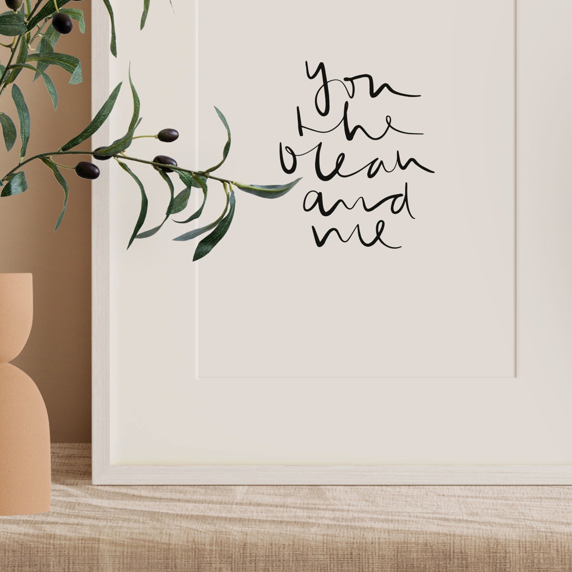 You The Ocean And Me Romantic Beach Script Love Quote Poster - Image 3