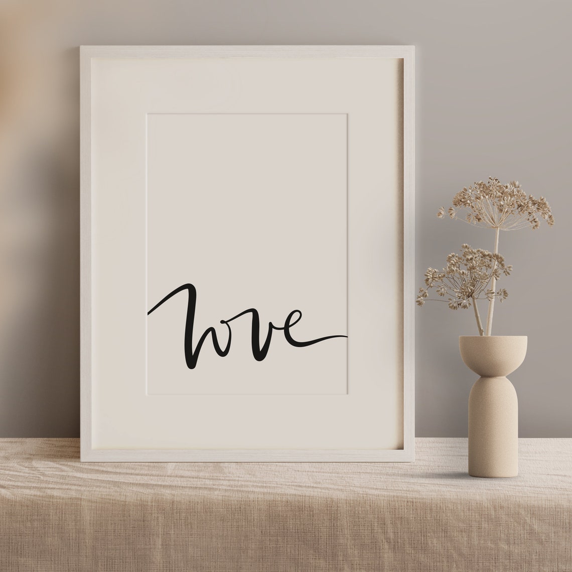 Love Single Word Calligraphy Minimalist Wedding Decor Poster - Image 3
