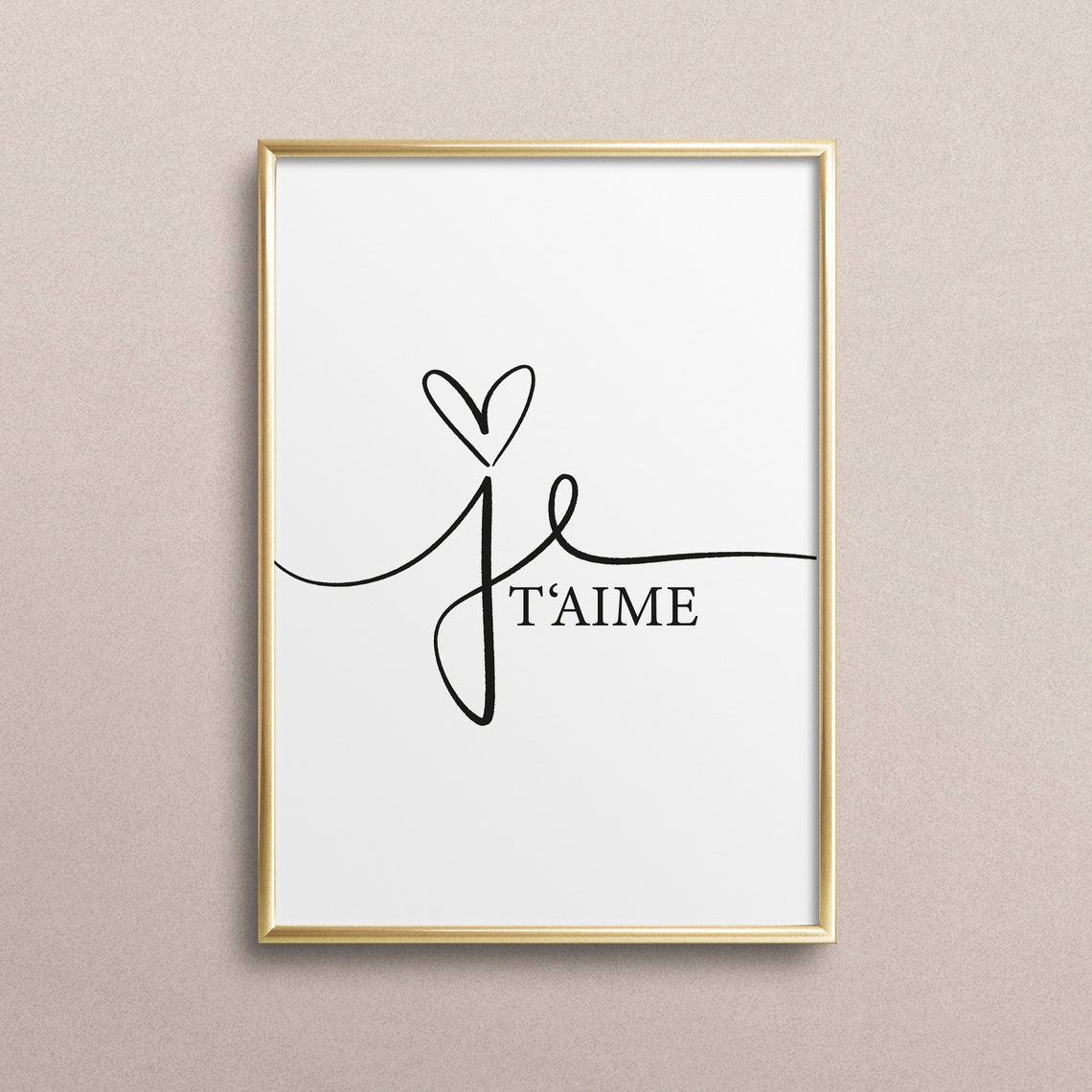 Je T'Aime French I Love You Romantic Calligraphy Script Poster