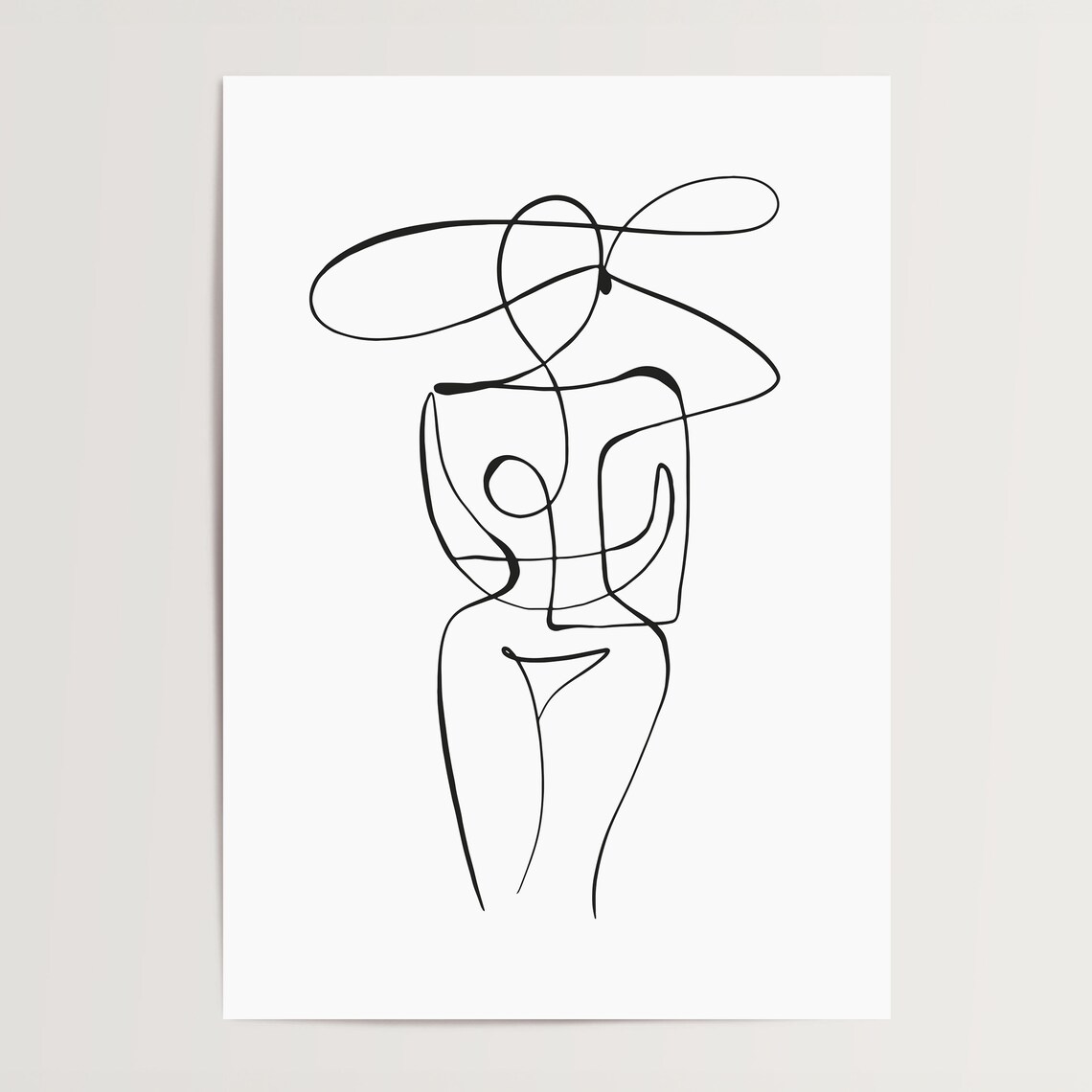 Abstract Line Art Woman Figure Minimalist Black White Body Poster - Image 3