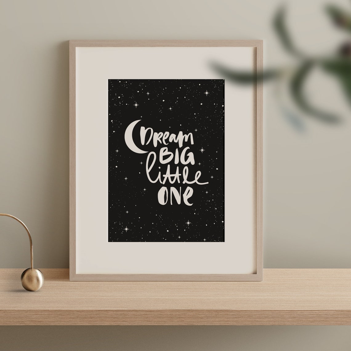 Dream Big Little One Crescent Moon Starry Night Nursery Poster - Image 2