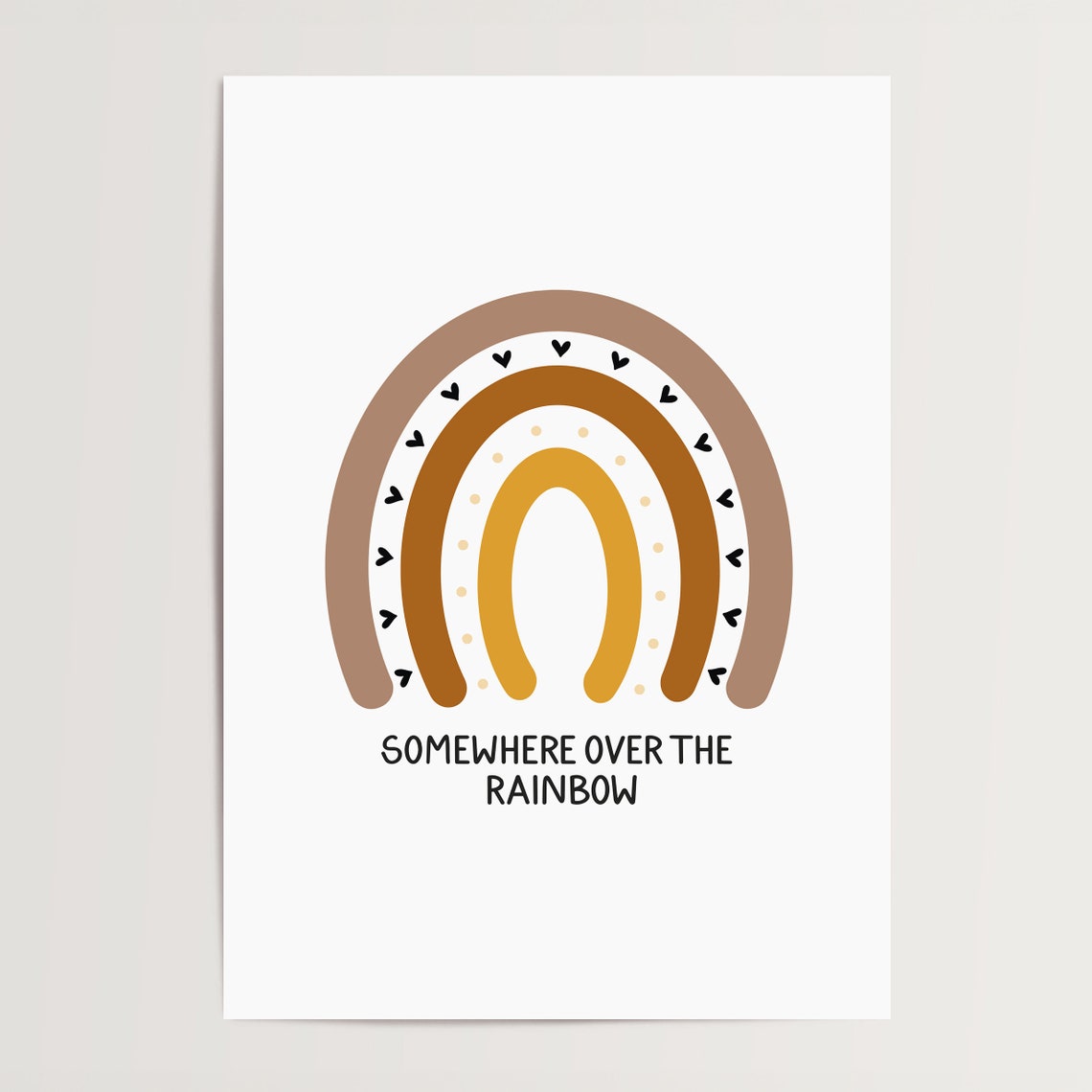 Somewhere Over the Rainbow Boho Mustard Rainbow Nursery Poster - Image 3