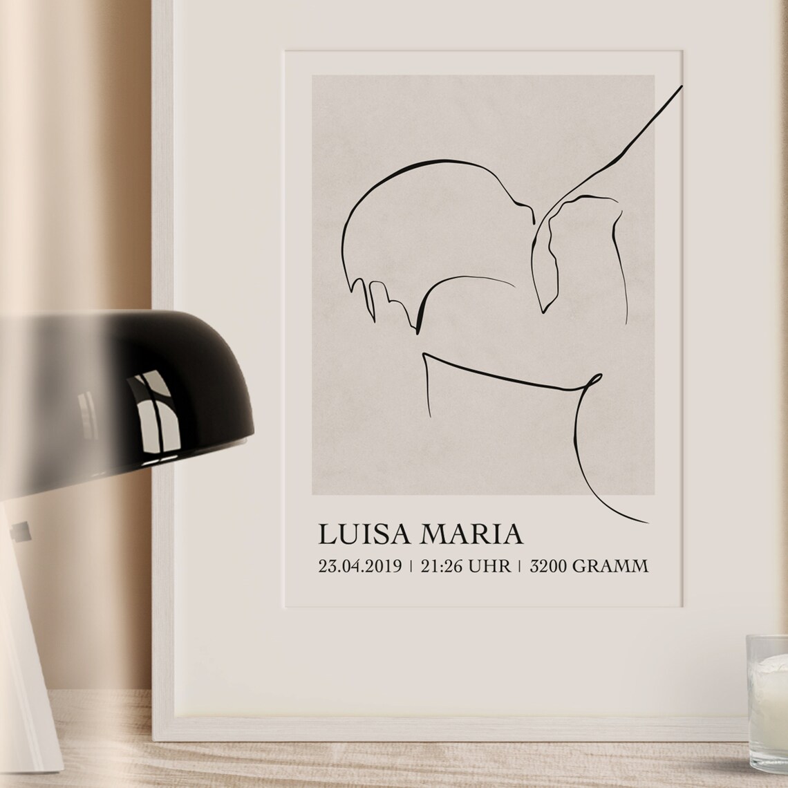 Birth Stats Girl Line Art Mother Baby Newborn Nursery Poster - Image 3