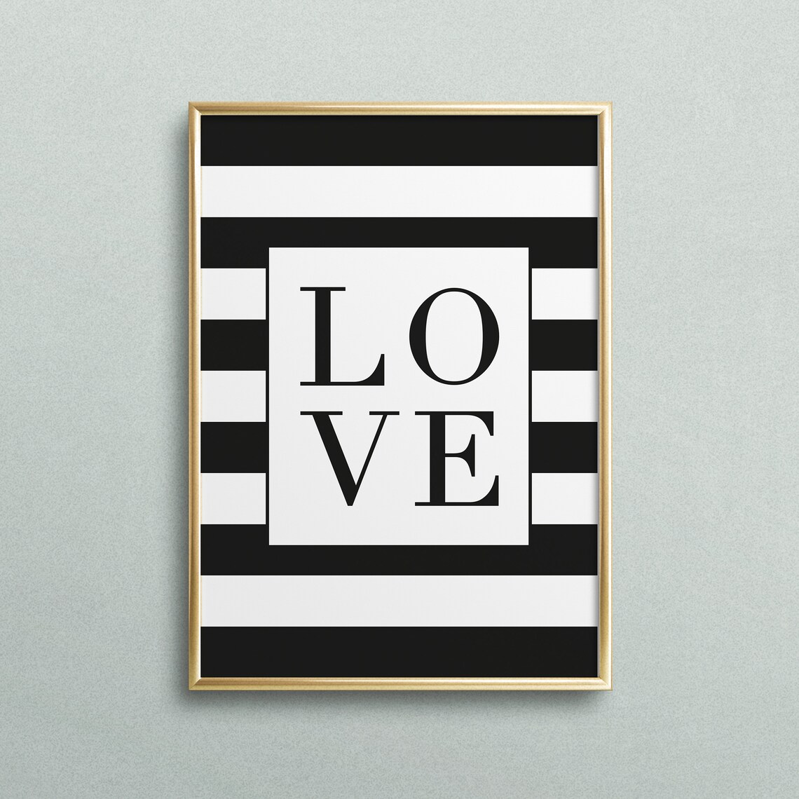 Monochrome Love Stripes Typography Art Print