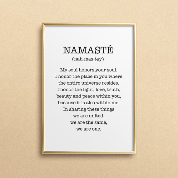 Namast Definition Typography Art Print, Spiritual Quote