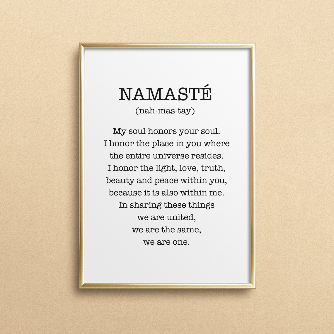 Namast Definition Typography Art Print, Spiritual Quote