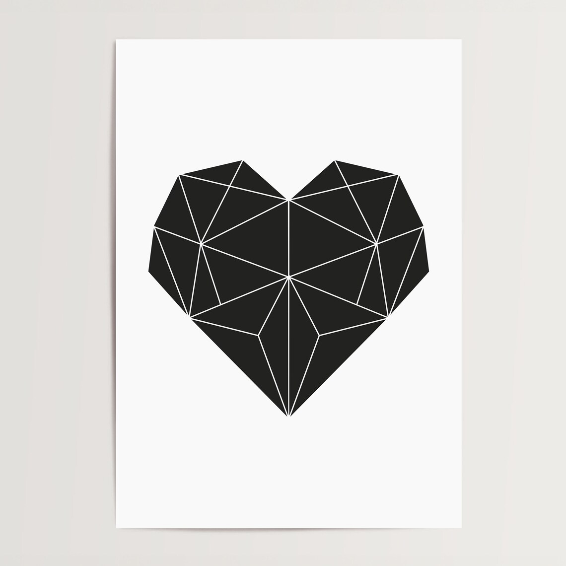 Typography Heart Illustration Art Print, Black White - Image 4