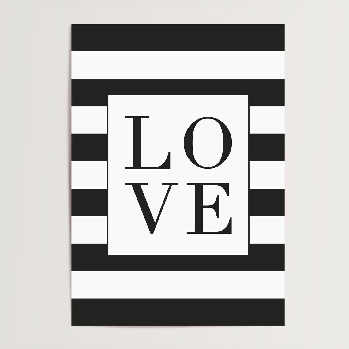 Monochrome Love Stripes Typography Art Print - Image 4
