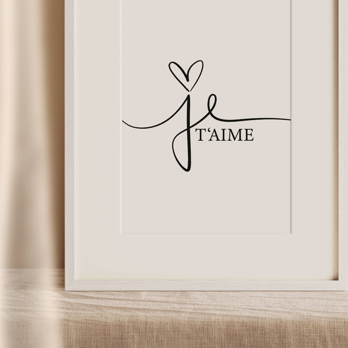 Je T'Aime French I Love You Romantic Calligraphy Script Poster - Image 3