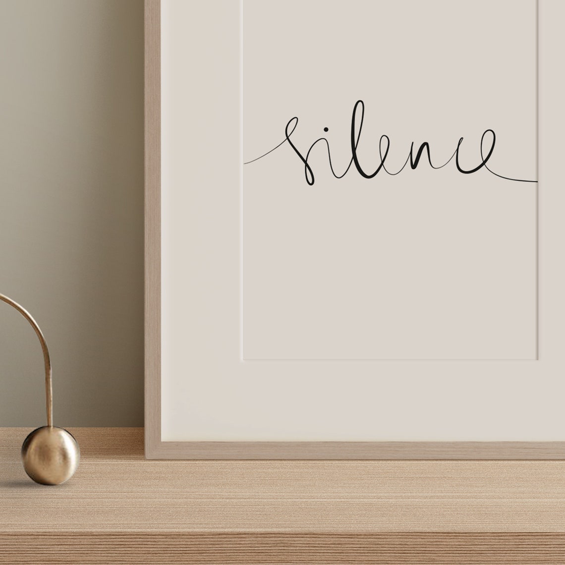 Silence Delicate Hand Lettered Script Modern Minimalist Poster - Image 2