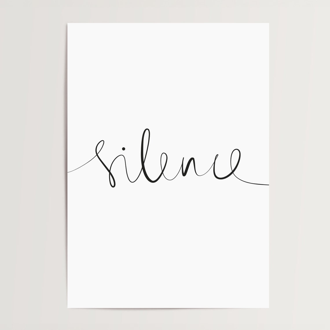 Silence Delicate Hand Lettered Script Modern Minimalist Poster - Image 3
