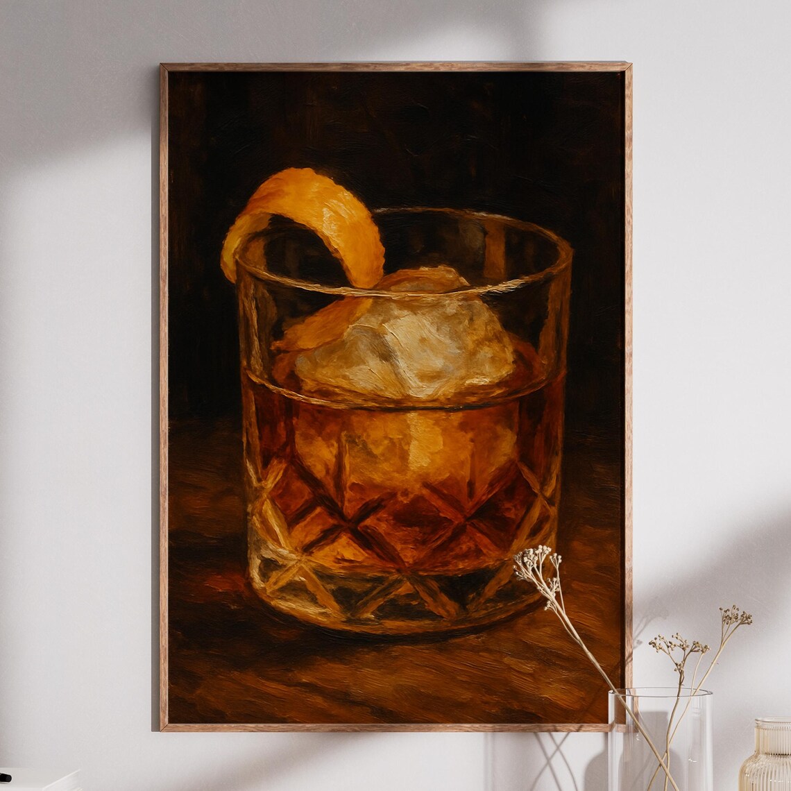 Old Fashioned Whiskey Crystal Tumbler Orange Peel Classic Bar Art Print