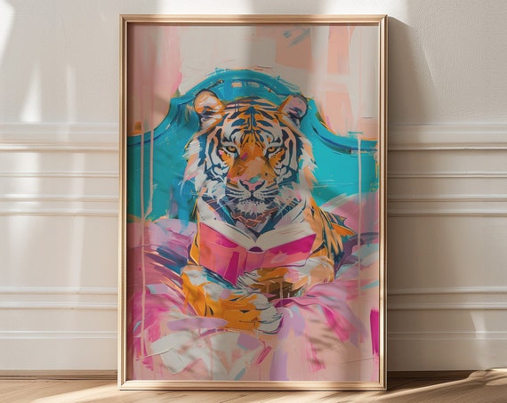 Tiger Eclectic Maximalist Bedroom Decor Art Print