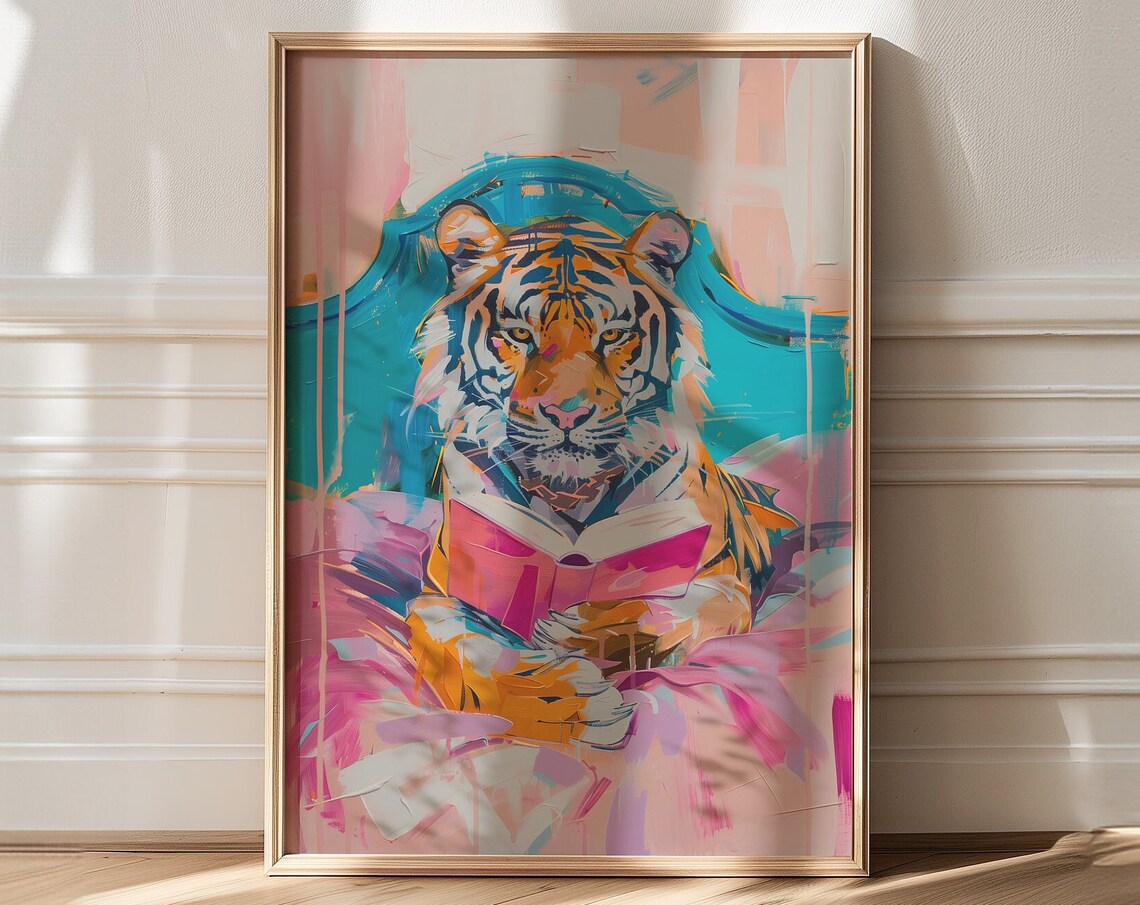 Tiger Eclectic Maximalist Bedroom Decor Art Print