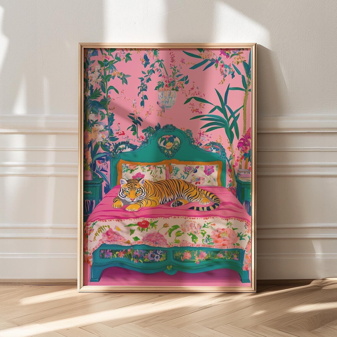 Colorful Tiger Wall Art, Maximalist Bedroom Art Print - Image 3