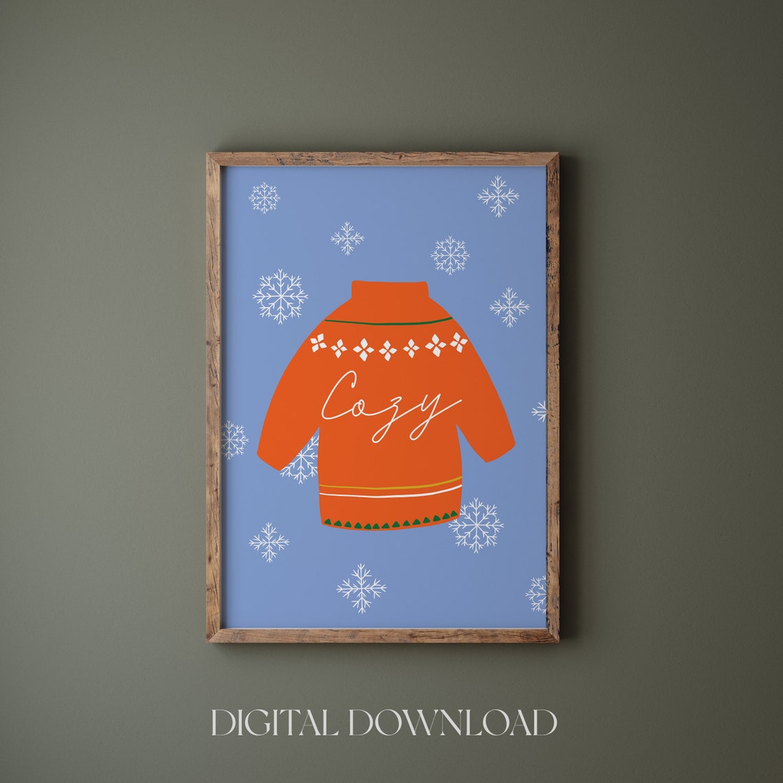 Cozy Christmas Sweater Snowflakes Winter Holiday Decor Knit Poster - Image 5