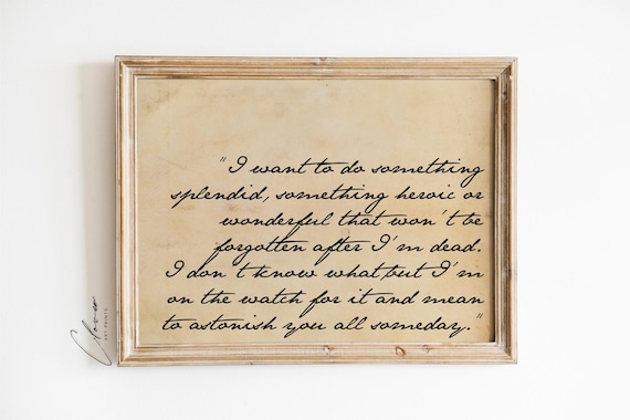 Little Women Splendid Heroic Quote Literary Vintage Book Art Print