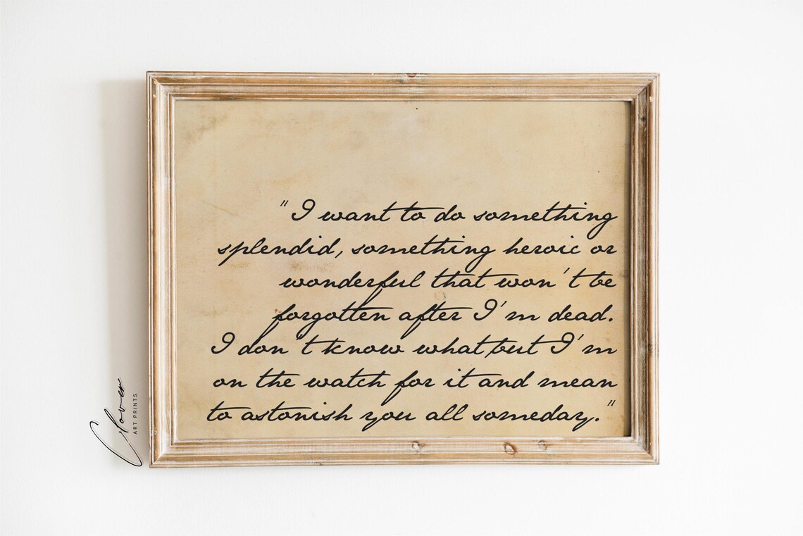Little Women Splendid Heroic Quote Literary Vintage Book Art Print