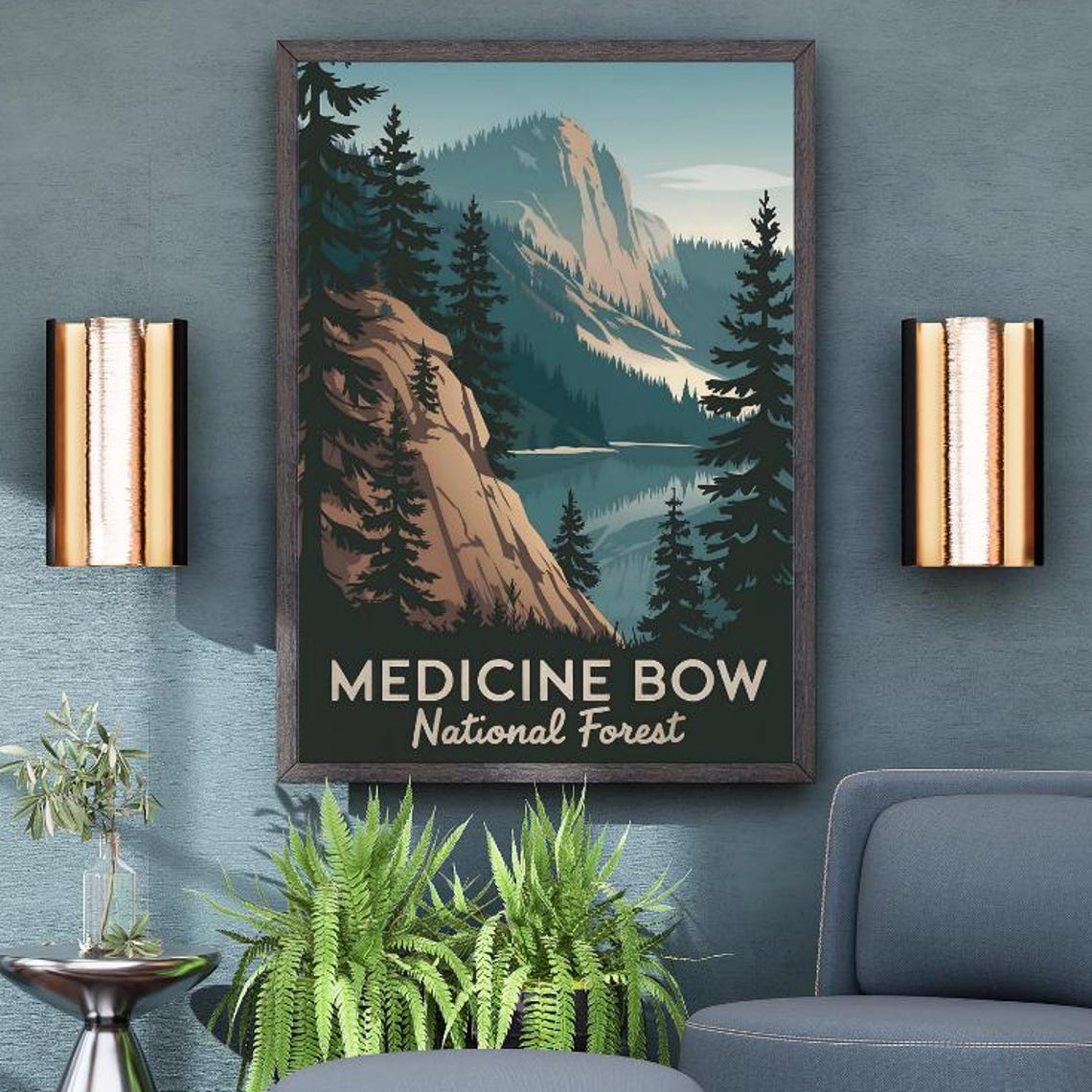 Medicine Bow National Forest Wyoming Retro Vintage Travel Poster