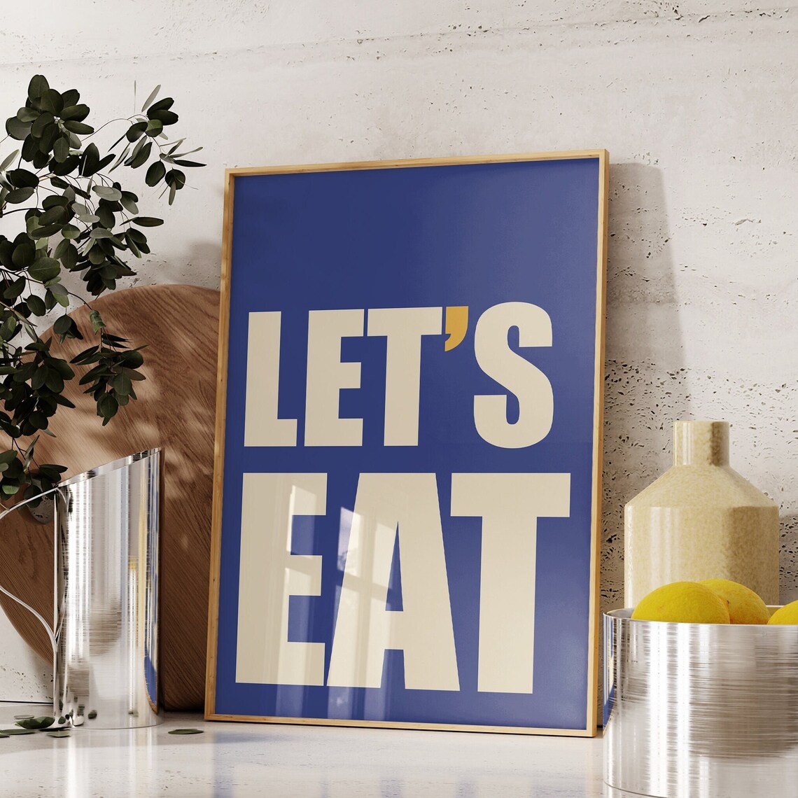 Lets Eat Royal Blue Bold Trendy Kitchen Typography Wall Poster - Image 4