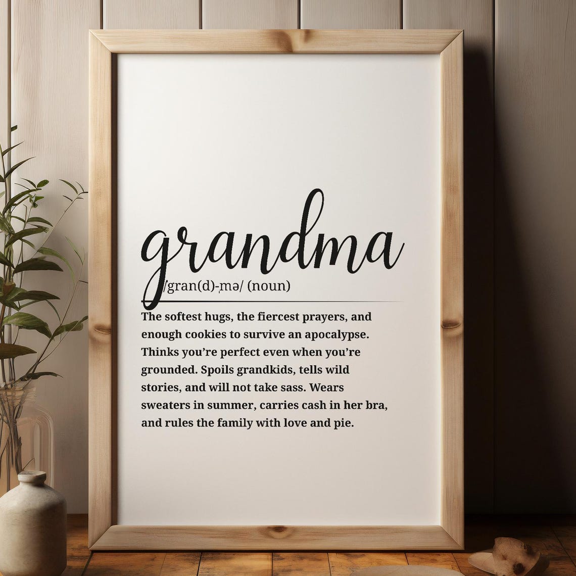 Grandma Definition Wall Print Cozy Vintageinspired Poster Sweet Gift For Her