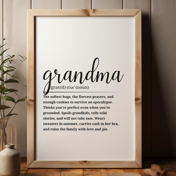 Grandma Definition Dictionary Style Funny Family Love Quote Poster