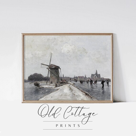 Winter At The Windmill, Vintage Artwork