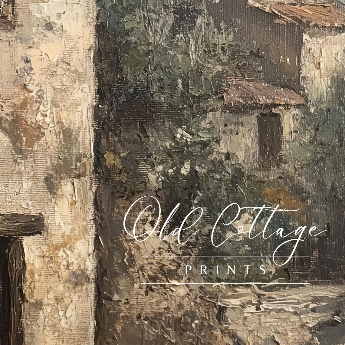 Rustic Village Serene Landscape, Vintage Stone Buildings - Image 2