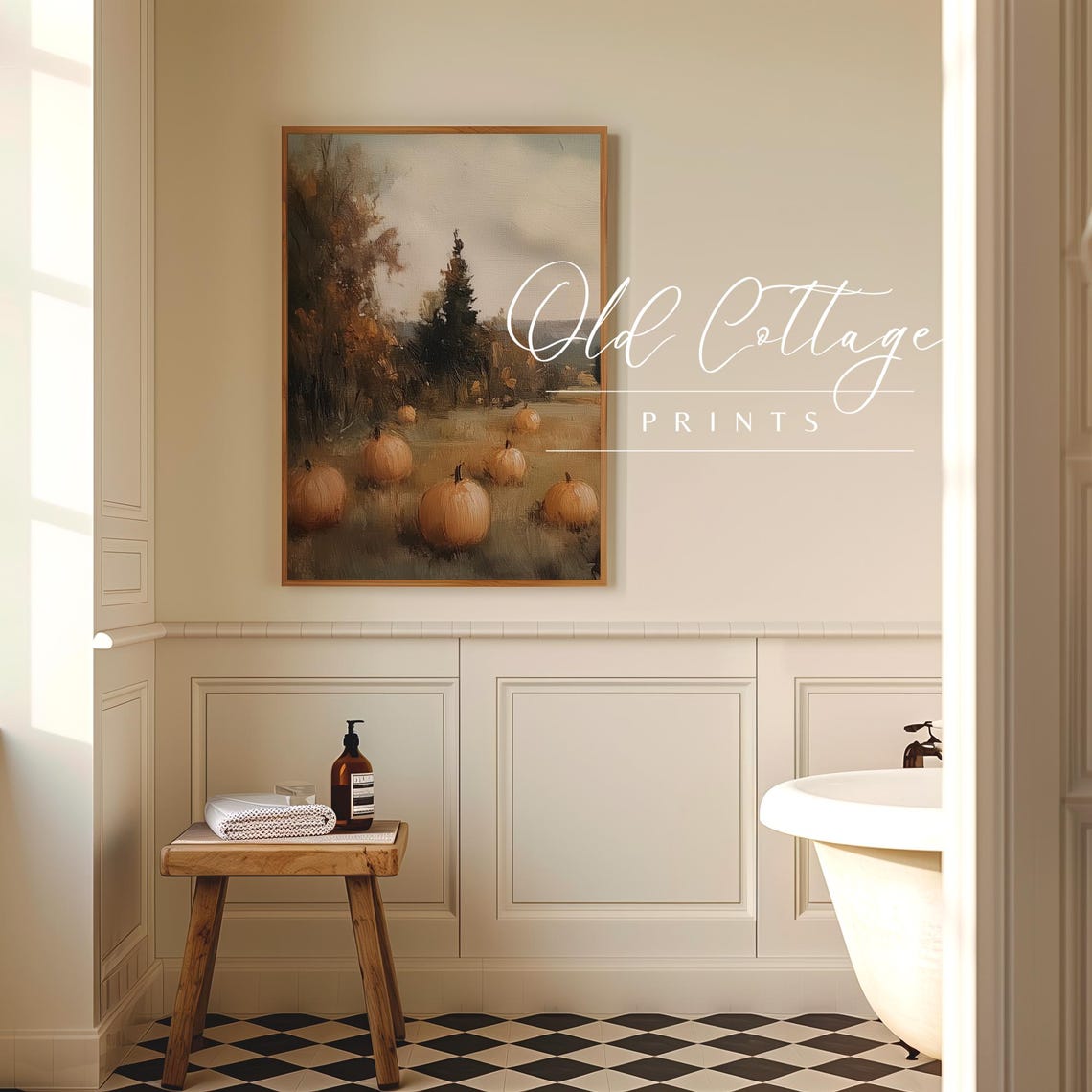 Rustic Pumpkin Patch Golden Field Warm Autumn Vintage Art Poster - Image 3