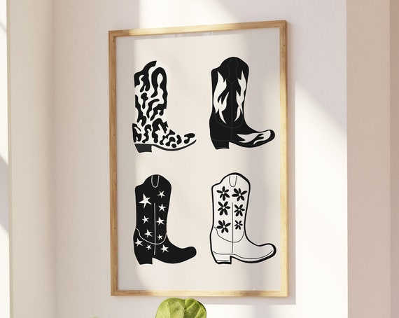 Cowboy Boots Poster Trendy Western Wall Art Cowboy Print Neutral Southern Home Decor Wild West Print Cowgirl Art 1 Print