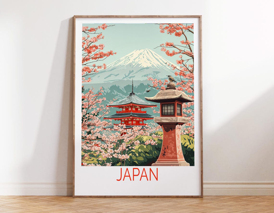 Japan Custom Travel Poster Japan Wall Art Japan Travel Print Japan Travel Gifts House Warming Gifts Home Decor