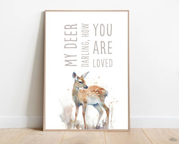 My Deer Darling How You Are Loved Watercolor Fawn Nursery Print