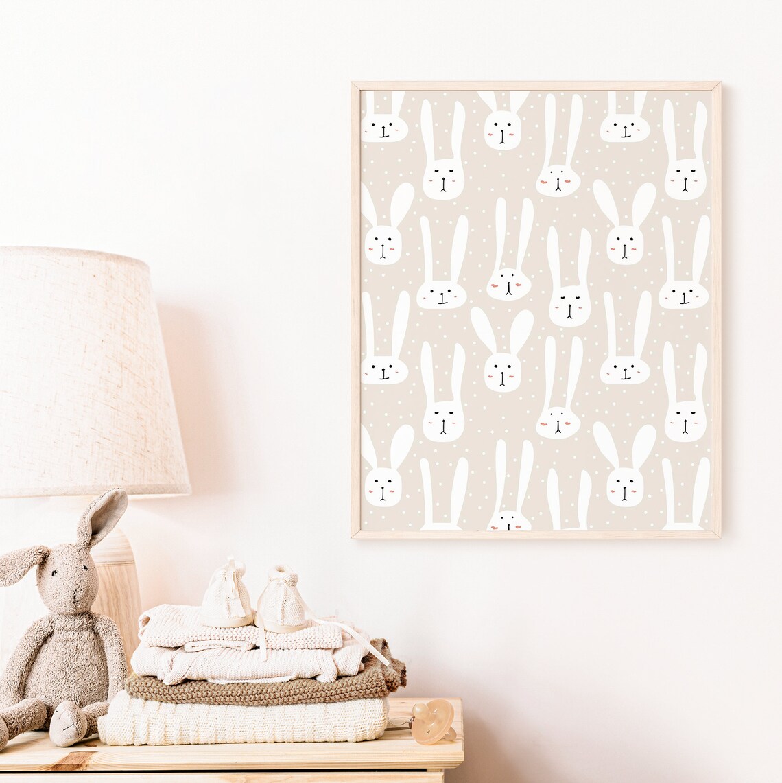 White Bunnies, Minimalist Easter Decor Art Print - Image 4