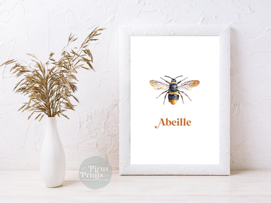 Watercolor Bee Art Print, Minimal Spring Decor - Image 4
