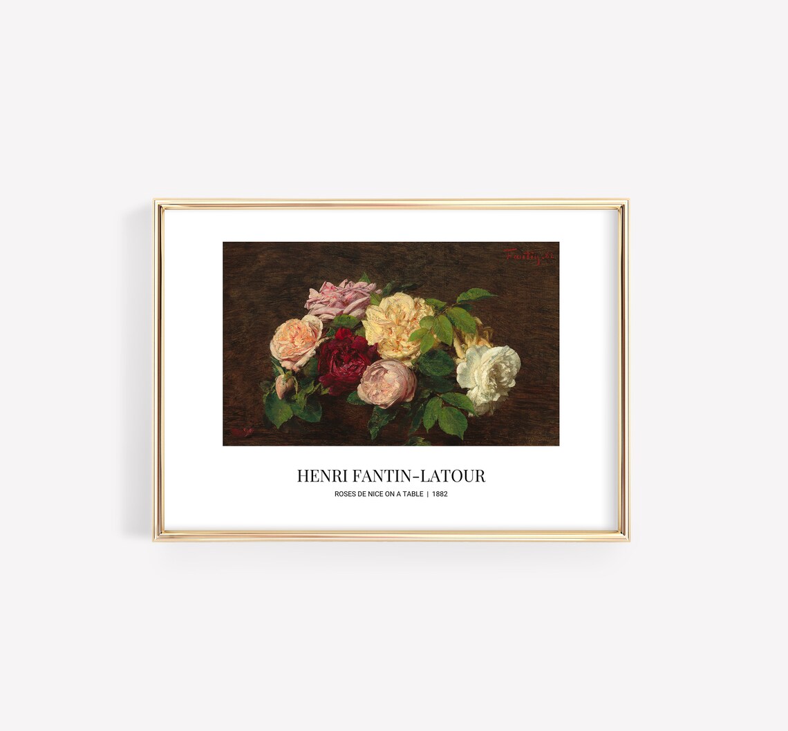 Henri Fantin Latour Roses De Nice Vintage Floral Oil Painting Print - Image 4