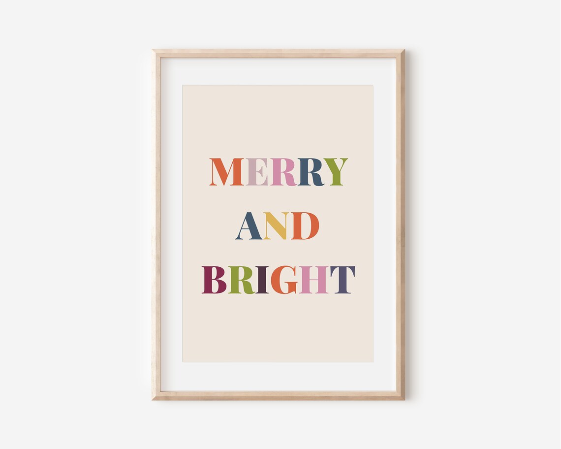Merry Bright Christmas Decor, Boho Holiday Poster - Image 5