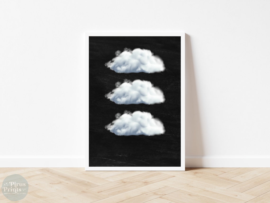 Black Cloud Wall Art Black Maximalist Decor Dark Academia Aesthetic Black And White Decor Instant - Image 3