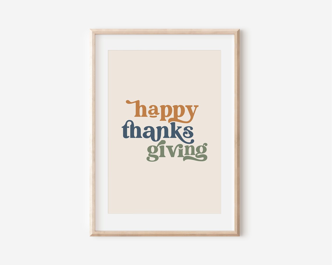 Happy Thanksgiving Retro Boho Poster, Holiday Wall Art - Image 4